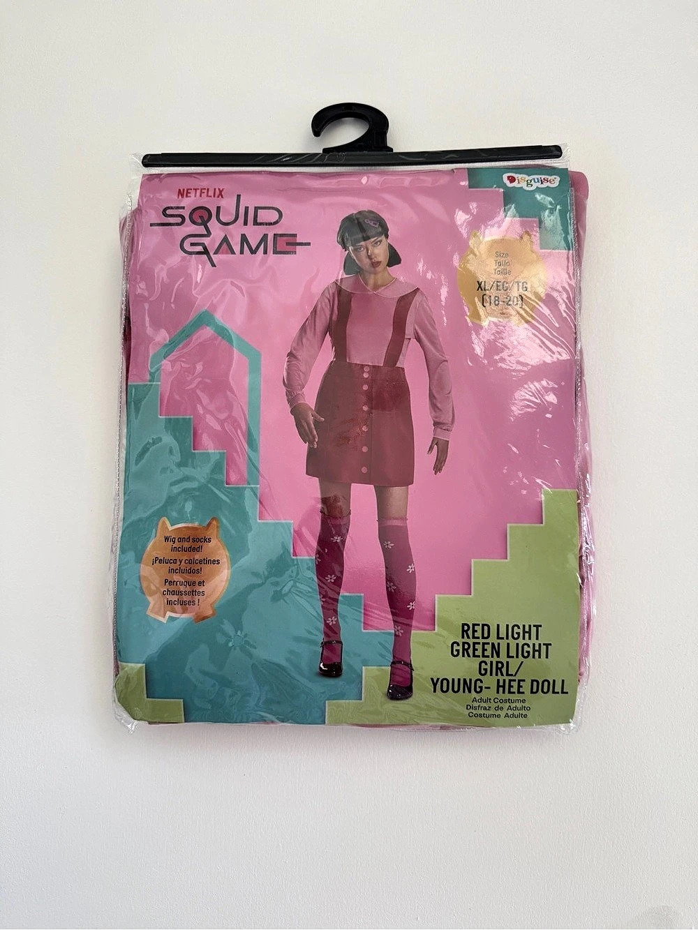 Disguise Squid Game Red Light Green Light Young-Hee Doll Adult Costume Pink &
